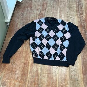 Brooks Brothers Supima Cotton Argyle V-Neck Sweater